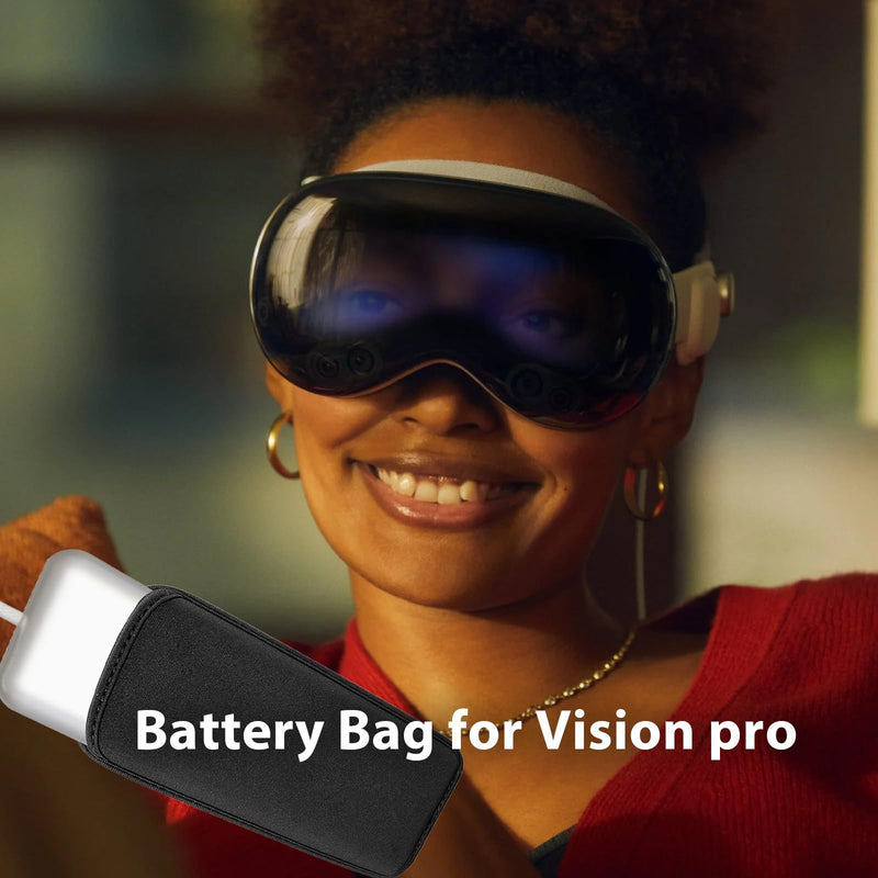 Vision pro Elastic Fabric battery pack case – Convenient Battery Holder with Carrying Case and Accessories, Effective Protection Vision Pro Battery in Work, Gaming, Travel. (Black 1) - BeesActive Australia