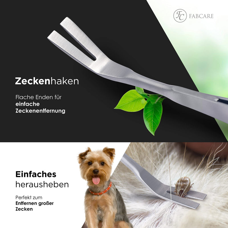 FABCARE 2 in 1 tick tweezers - tick tweezers and tick hook - including case, e-book and identification card - tick tweezers for dogs, cats and people - tick remover for ticks of all sizes - BeesActive Australia