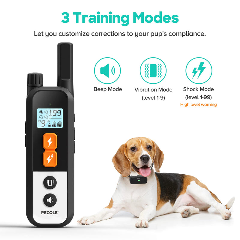 Dog Training Collar with Remote, Shock Collar for Dogs with Vibration and Beep Modes, Rechargeable Transmitter with Security Lock, Waterproof Collar, 99 Adjustable Levels – All Breeds, Sizes PE-18 - BeesActive Australia