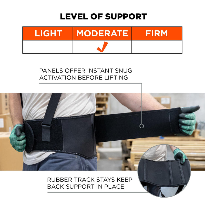 Ergodyne ProFlex 1625 Back Support Brace, Stays and Rubber Webbing for Snug Fit, Removeable Straps, Adjustable Black 2X-Large
