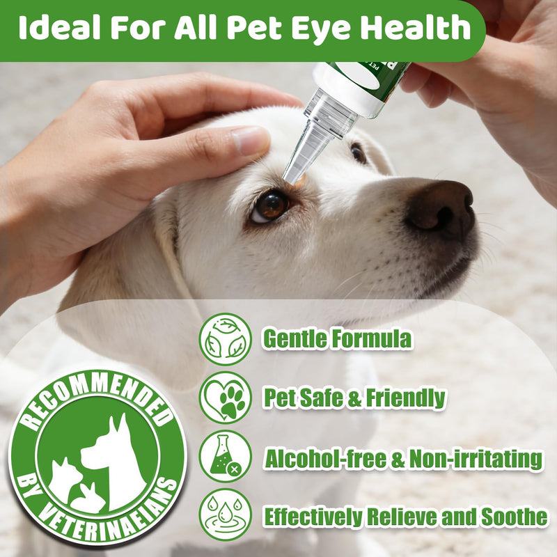 Pet Dog Eye Drops, Cataract Drops for Dogs, Eye Drops for Dogs & Cats for Improving Eye Itching, Dry & Cloudy, Remove Eye Stains, Supports Restore Clarity 60ml (2 Oz)