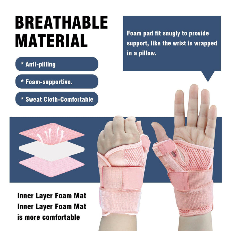 Thumb Brace, Thumb Spica Splint for Right Hand or Left Hand for Arthritis Pain & Support, Trigger Thumb Splint and Stabilizer for Carpal Tunnel Pain Relief, Tendonitis, Sprain, Pink