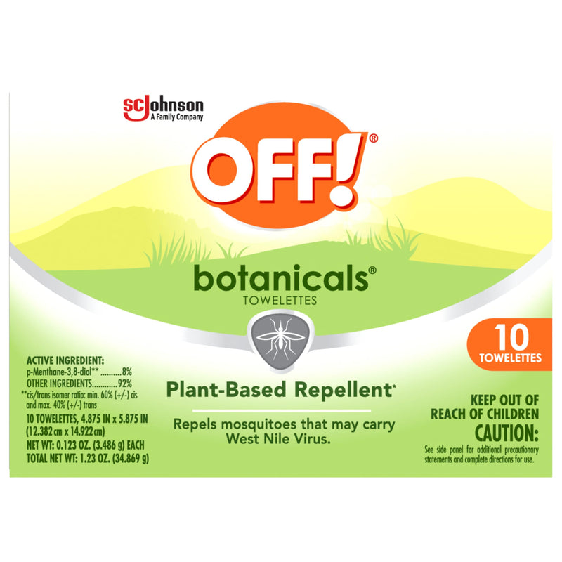 OFF! Botanicals Insect Repellent Wipes, Mosquito Repellent, 10 Count Individually Wrapped Wipes