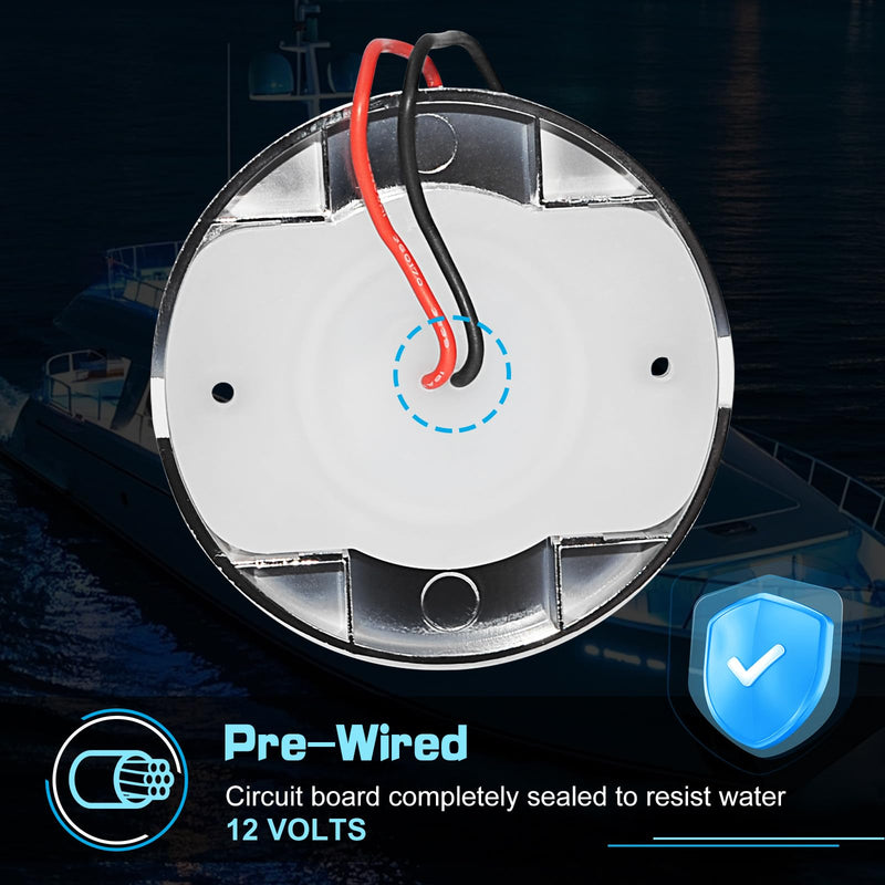 UCINNOVATE 8Pcs 3.15”Round LED Marine Light with sliver housing, Navigation Boat Lights, LEDs Boat Interior Light, Deck Courtesy Lighting IP65 Waterproof, LED Marine Stern Lights, 12-24V (Blue) 8PCS-3.15INCH Blue (Silver housing)