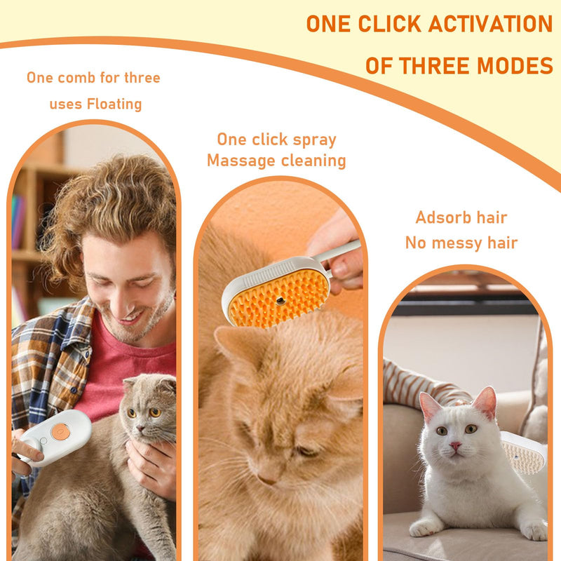 Pack of 2 cat brushes with steam, 3-in-1 steam brush cat, steam cat cleaning brush, multifunctional dog steam brush, self cleaning steamy cat brush, for cats and dogs for hair removal. 2 pieces - BeesActive Australia