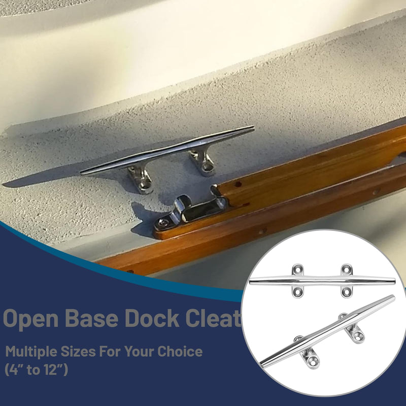 OSTARE Boat Cleats 4 inch,5 inch,6 inch,8 inch,10 inch,12 inch Marine Dock Cleats 316 Stainless Steel Rope Cleats Boat Mooring Accessories with Fasteners 6 inch 4 Pack