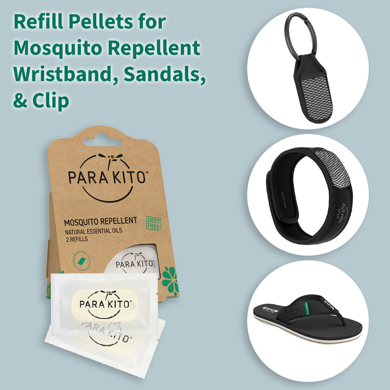 PARA'KITO Refill Pellets for Mosquito Repellent Bracelets, Mosquito Pellets with Citronella Oil, Peppermint Oils, Hiking & Camping Accessories, 2 Refills (15 Days Each) 6 Count (Pack of 1) - BeesActive Australia