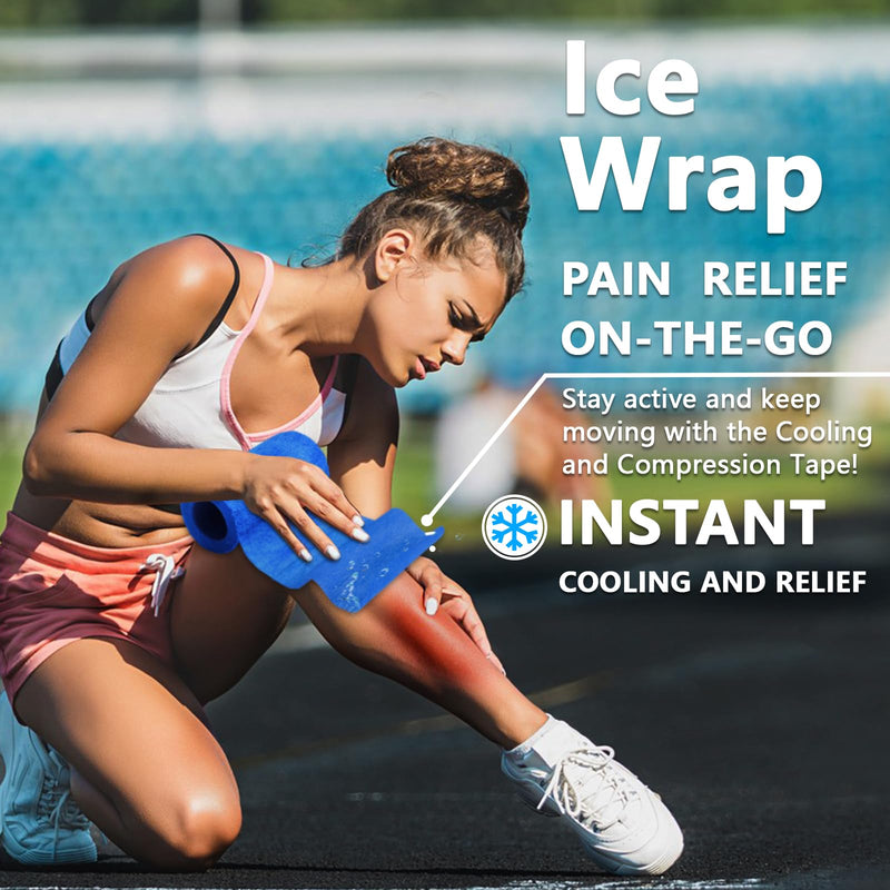 Ice Tape, Self Sticking Bandage Wrap （No Refrigeration Needed）Ice Wrap Instant Cold Compress Compression Tape Wrap, Athletic Muscle Tape, Athletic Tape for Pain and Swelling: Blue - BeesActive Australia