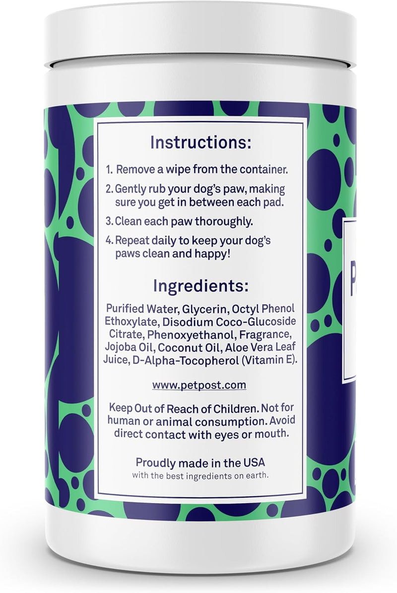Petpost | Paw Wipes for Dogs - Nourishing, Revitalizing Dog Paw Cleaner with Coconut Oil, Jojoba Oil, and Aloe - Ultra Soft Cotton Pads - Cherry Blossom Scent 70 ct. - BeesActive Australia