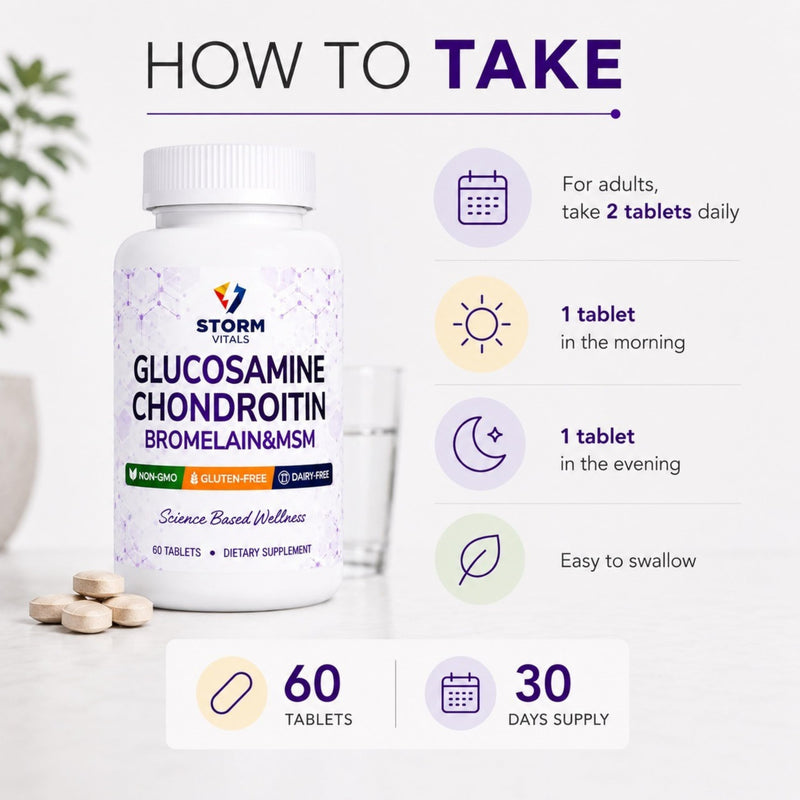Glucosamine Chondroitin with MSM, Bromelain, Boswellia, Collagen, Hyaluronic Acid, Selenium & Vitamin D – Dietary Supplement – 60 Tablets 60 Count (Pack of 2)
