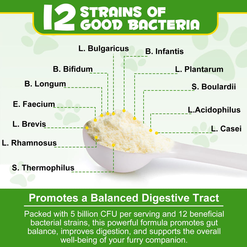 Probiotic Powder for Cats, Cat Pre and Probiotic Supplement for Gut Health, Digestive Support, All Ages and Breeds with Sensitive Digestion((1 Pot (120g))
