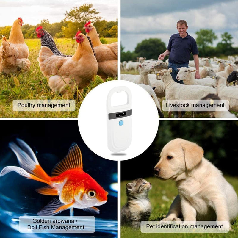 HERCHR Pet ID reader, pet ID pet scanner for animal tracking with OLED display, rechargeable chip reader pet chip from FDX-B (ISO11784/11785) and EMID microchips - BeesActive Australia