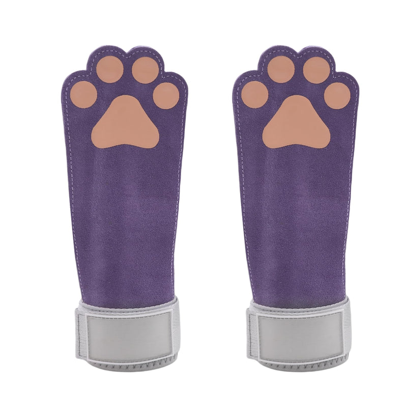 ANKOMINA 1 Pair Leather Dog Paw Fitness Power Strap Wear-Resistant Adjustable Wrist Straps Weight Lifting Hooks for Bodybuilding Equipment Purple
