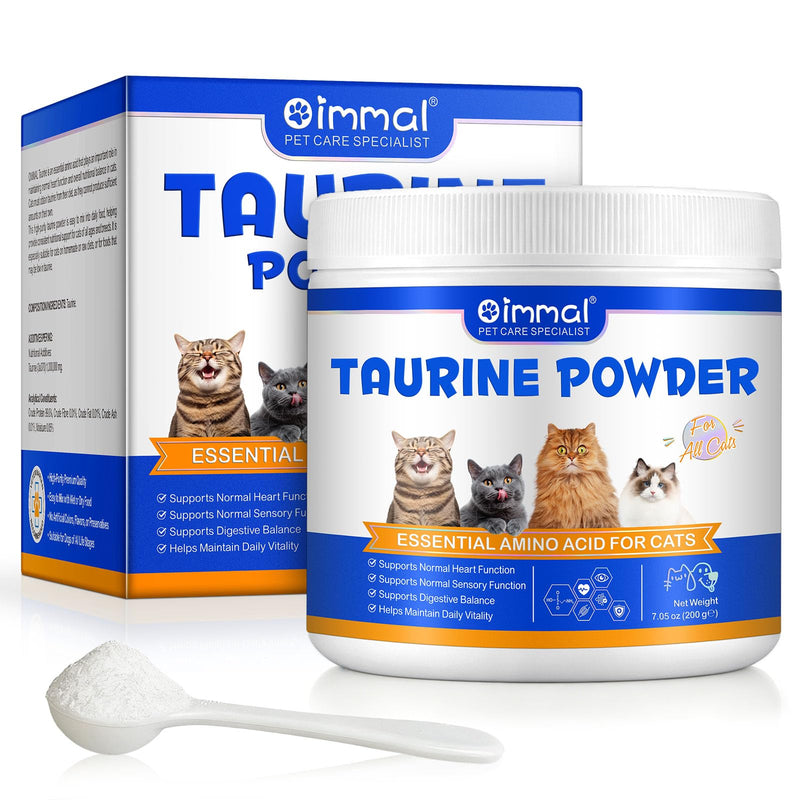 Taurine for Cats, Taurine Powder for Cat Supports Heart, Skin & Coat, Vision & Immune, Cat Taurine Supplement for All Ages & Breeds of Cats - 200g
