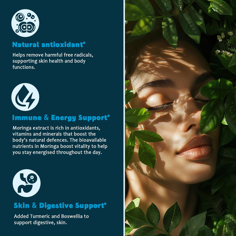 (4 Pack) Organic Moringa Leaf Extract Liquid Drops for Women and Men - Energy, Antioxidant, Skin, Immune Support, Pure Moringa Leaf Extract with Turmeric, Boswellia, Vegan, Sugar-Free, 1 Fl Oz 1 Fl Oz (Pack of 4)