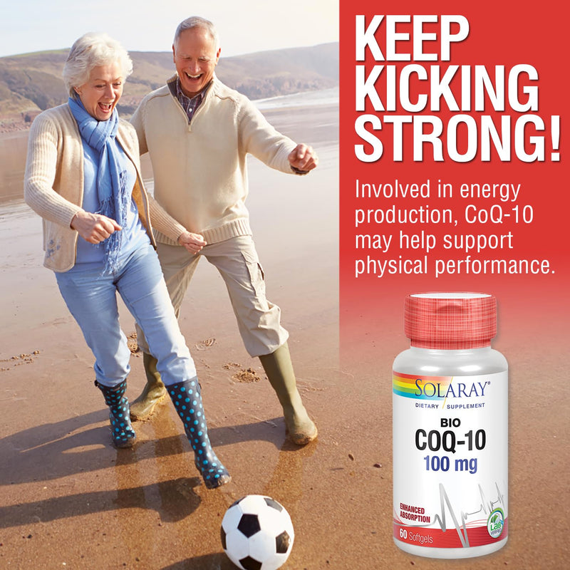 SOLARAY Bio CoQ10 100 mg, 60 Softgels | Heart & Cellular Energy Support, CoQsol Enhanced Absorption, Vitamins A & E, 60 Servings, Lab Verified