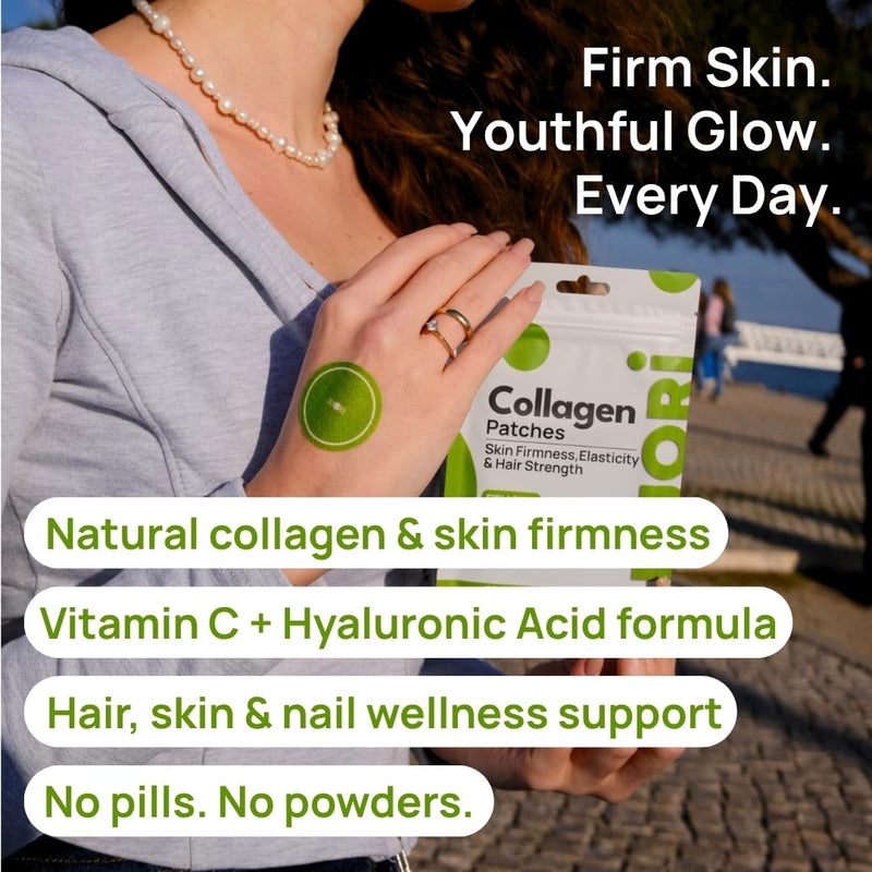 Collagen Patch - Skin Firmness, Hair & Nails Support - Youthful Glow - Vitamin C - Hyaluronic Acid - Resveratrol - Gotu Kola Extract - Vegan Daily Hydration Patch - 30 Patches (3 Pack (90 Patches)) 3 Pack (90 Patches)