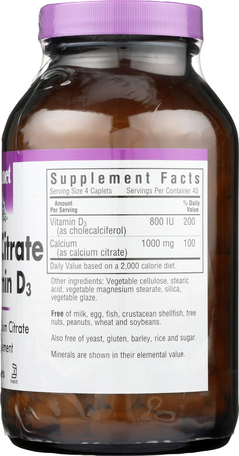Bluebonnet Nutrition, Calcium Citrate Vitamin D3, 180 Caps
