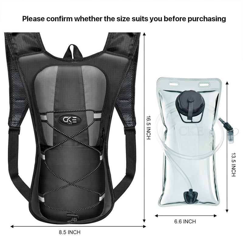 Hydration Backpack Hydration Pack Water Backpack with 2L(70-Ounce) Hydration Bladder for Men Women Kids for Running Hiking Biking Climbing Black-Gray