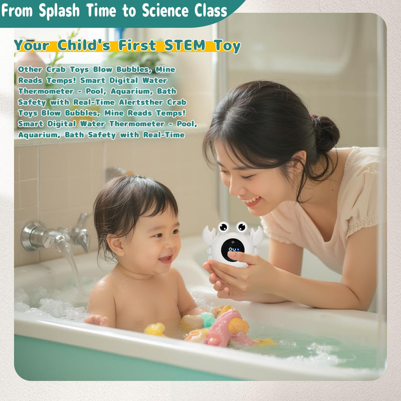 TKY Baby Bath Thermometer with Floating Toys & Room Temperature Monitor - Rechargeable Digital Thermometer with Temperature Alerts, Bath Essentials for Newborns, Infants (Advanced Grey) Advanced Grey
