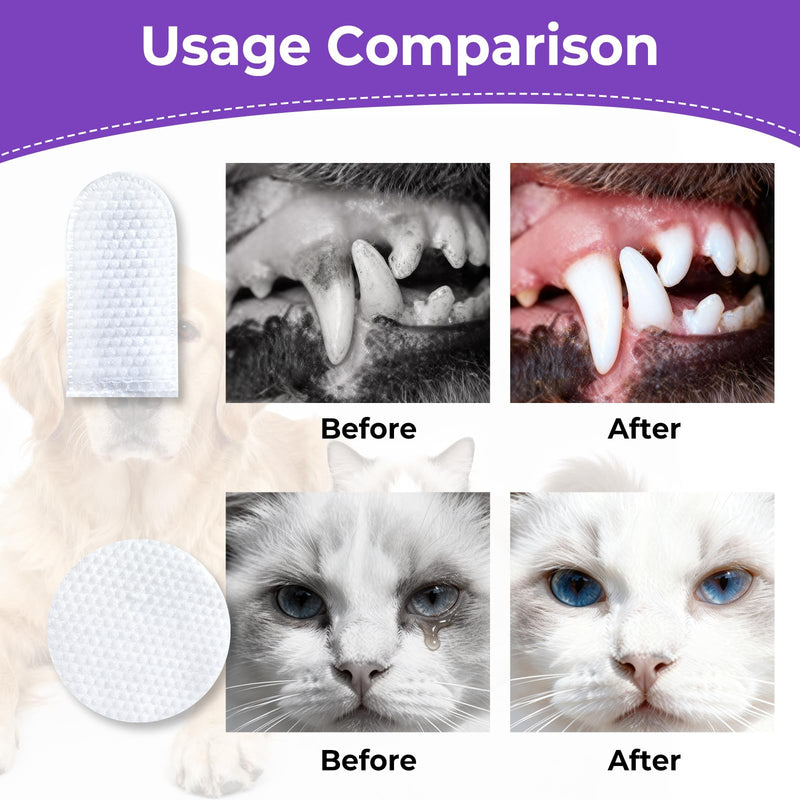 MeCids Dogs Dental Cleaning Finger Wipes 60PCS Pet Teeth Cleaning Tool Teddy Pet Small Dog Cat Cleaning Supplies Unscented
