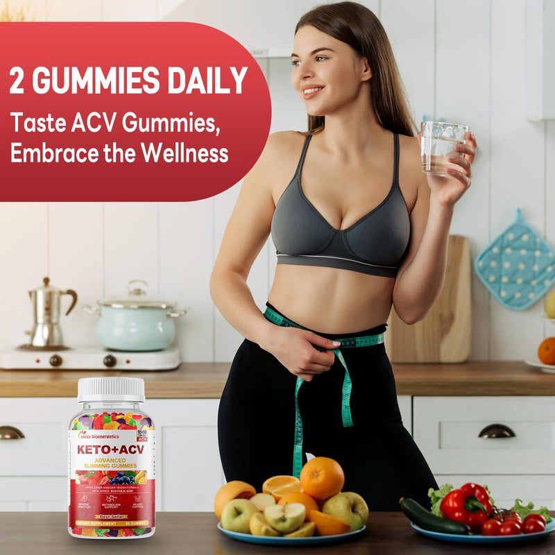 (2 Pack) Keto Apple Cider Vinegar Gummies, Keto ACV Gummy Diet Supplement, Advanced 1500mg ACV Gummies with Folate, B12、B6 and Keto Support for Women Men, Gelatin- Free, Vegan & Non-GMO (Multi-Flavor) 60 Count (Pack of 2)