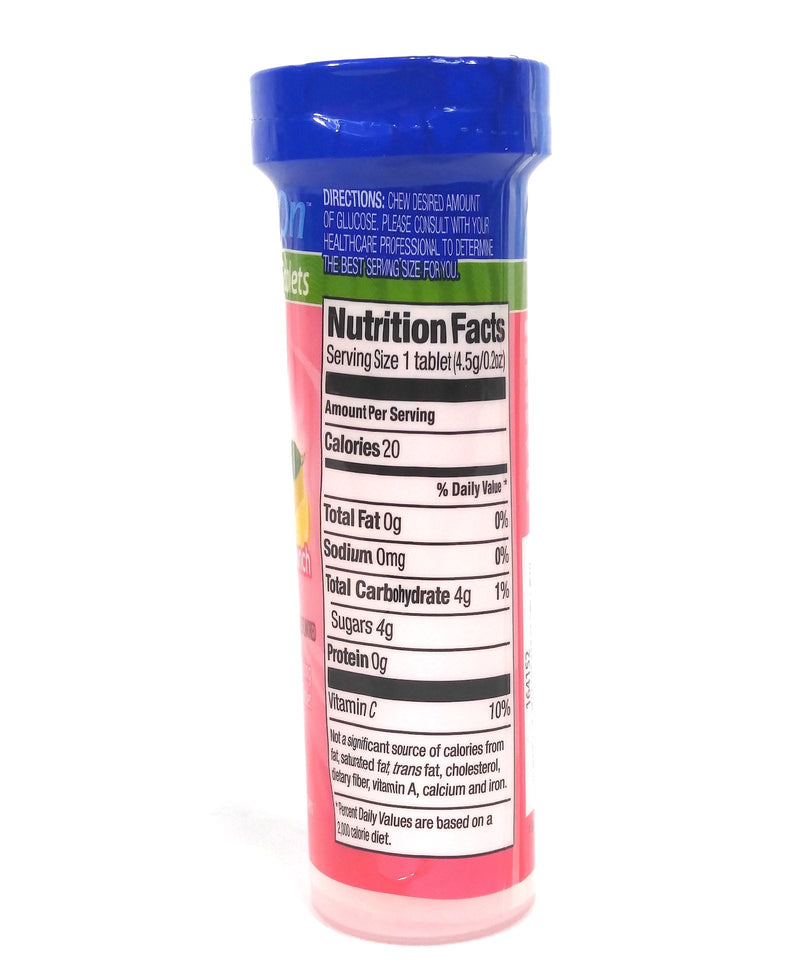 ReliOn Glucose Fruit Punch, 10 Tablets, On-The-Go Tube. 10 Count (Pack of 1)
