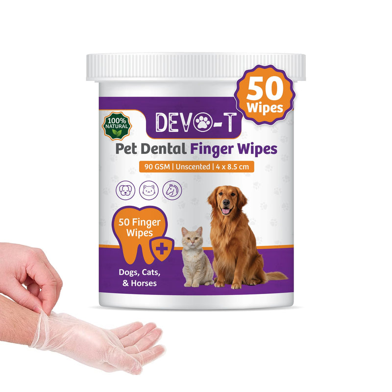 DEVO-T 100% Natural Dog Teeth Cleaning Wipes | Pet Teeth Cleaning Finger Wipes for Dogs, Cats & Horses | Remove Bad Breath,& Tartar Buildup | Dog Wipes Mint Scented & Unscented Bundle | 150 Count