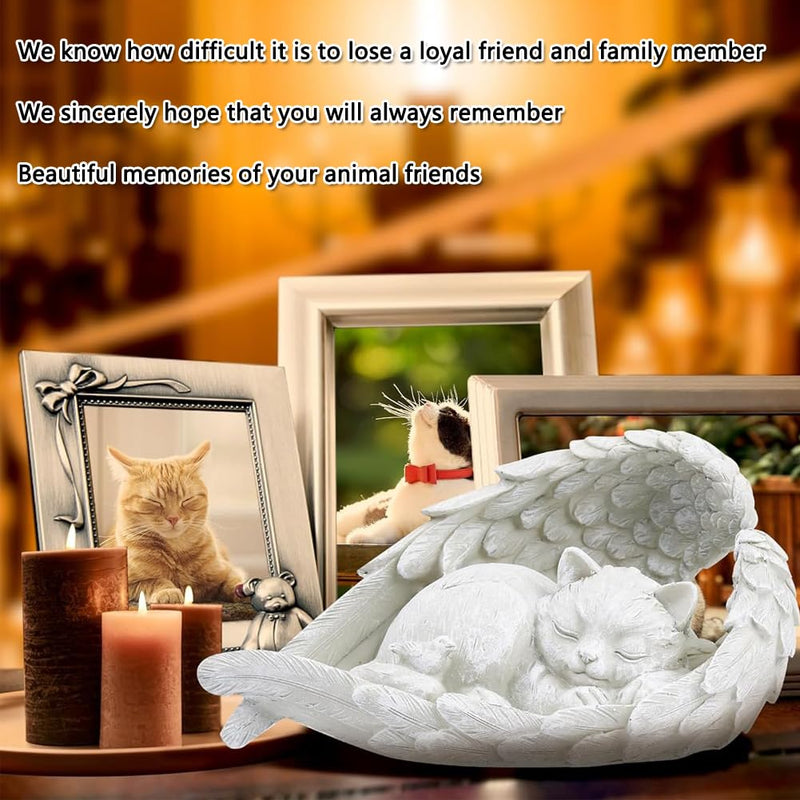 RTUHCSP Cat Angel Memorial Stone, Cat Angel Figures, Memorial Stone for Pets, Resin Cat Memorial Statue, Cat Figure Garden Gift Keepsake Home Grave Decoration Decoration - BeesActive Australia