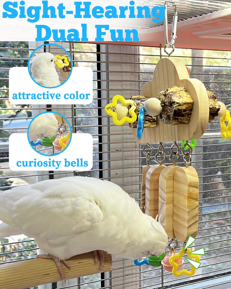 2 Pack All Natural Bird Chew Toys & 2Pcs Natural Bird Chew Swing Toys, Beak Grinding & Sisal Claw Care Toys for Small Medium Birds - BeesActive Australia