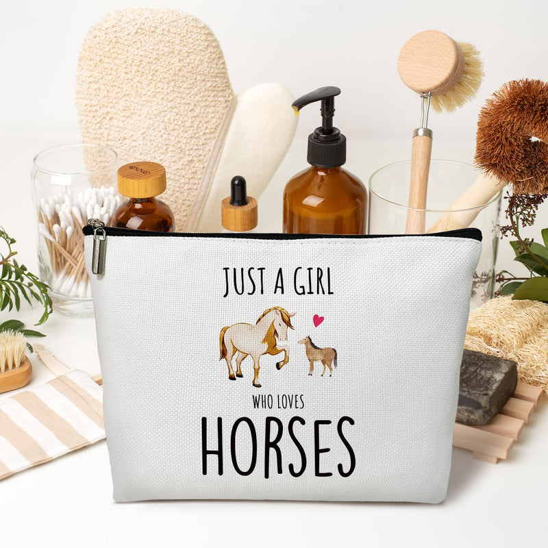 Horses Gift for Girls Makeup Bag, Cowgirl Equestrian Gift for Her, Sister, Daughter, Niece, Friend, Besties, Just A Girl Who Loves Horses - Horseshoe Makeup Bag Travel Toiletry Pouch -21 Horses Gift for Girls - 21 - BeesActive Australia