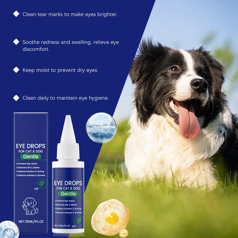 Dog Eye Drops, Brightening Eye Drops for Cats Pets,Tear Stain Remover Relieve Eyes Itching, Gentle Soothing Moisturising, Eyes Dryness Treatment, Eye Care Gel for Dog Cat Animal, 30ml