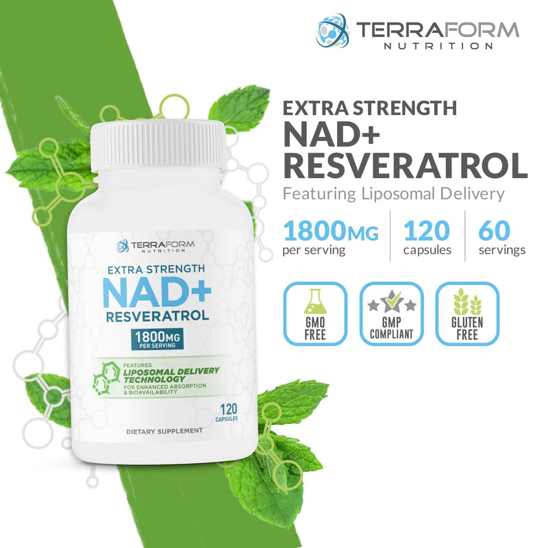 Liposomal NAD+ Resveratrol Supplement – 1500mg NAD+ & 300mg 98% Trans-Resveratrol – 60-Day Supply – Advanced NAD+ Complex for Cellular Energy & Healthy Aging Support