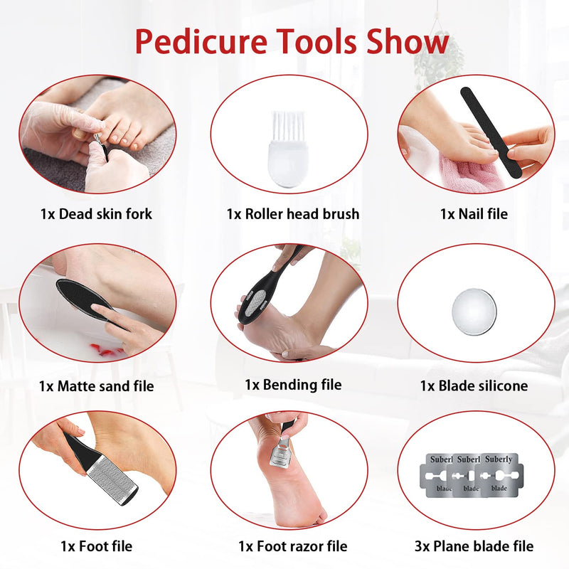 Electric Foot Callus Remover, Foot File, Rechargeable Foot File Set with 4 Different Roller Heads, Professional Pedicure Tools to Remove Cracked Heels and Dead Skin, for Feet Hands Spa 2 Count (Pack of 1) - BeesActive Australia