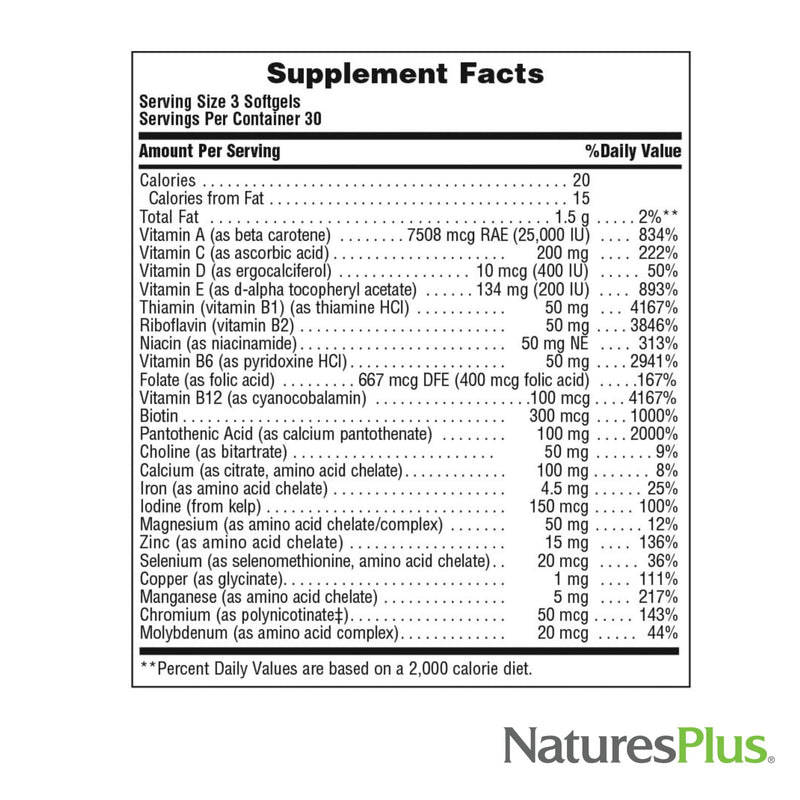 NaturesPlus Regeneration - 90 Softgels - Multi-Vitamin & Mineral Supplement with Botanical Extracts & Antioxidants - Gluten Free - 30 Total Servings 90 Count (Pack of 1)