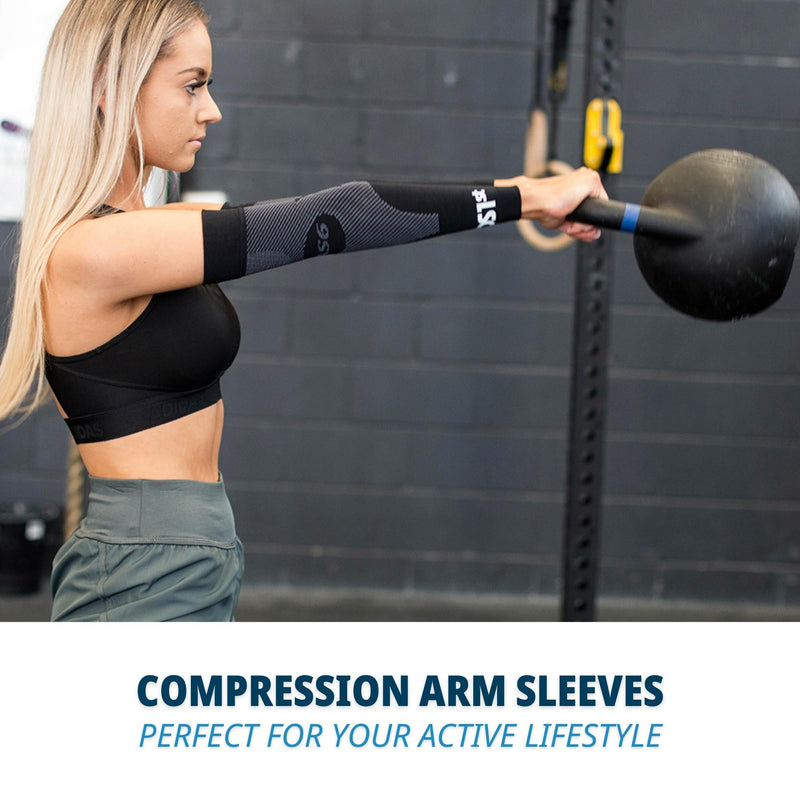 OS1st AS6 Compression Arm Sleeves – UPF 50+ Sun Protection, Cooling, Muscle Recovery & Support for Sports and Outdoor Small Black - BeesActive Australia