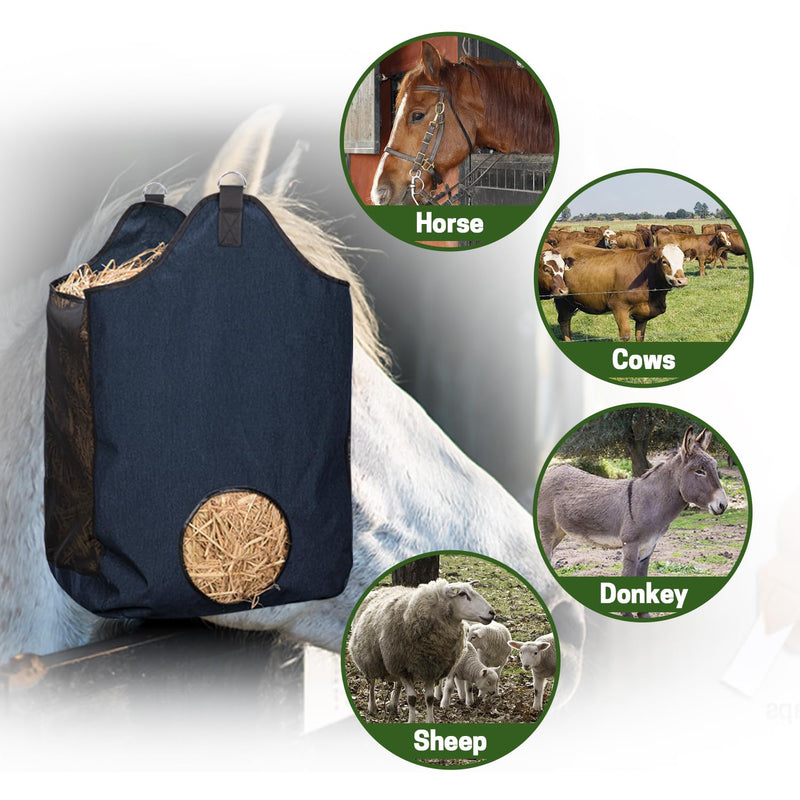 2 Pcs Hay Bags for Horse, Large Capacity Feeding Bag, Goat Hay Feeder, Hay Nets for Sheep, Open Feed Hole Hay Feeder for Slow Feeding Blue - BeesActive Australia