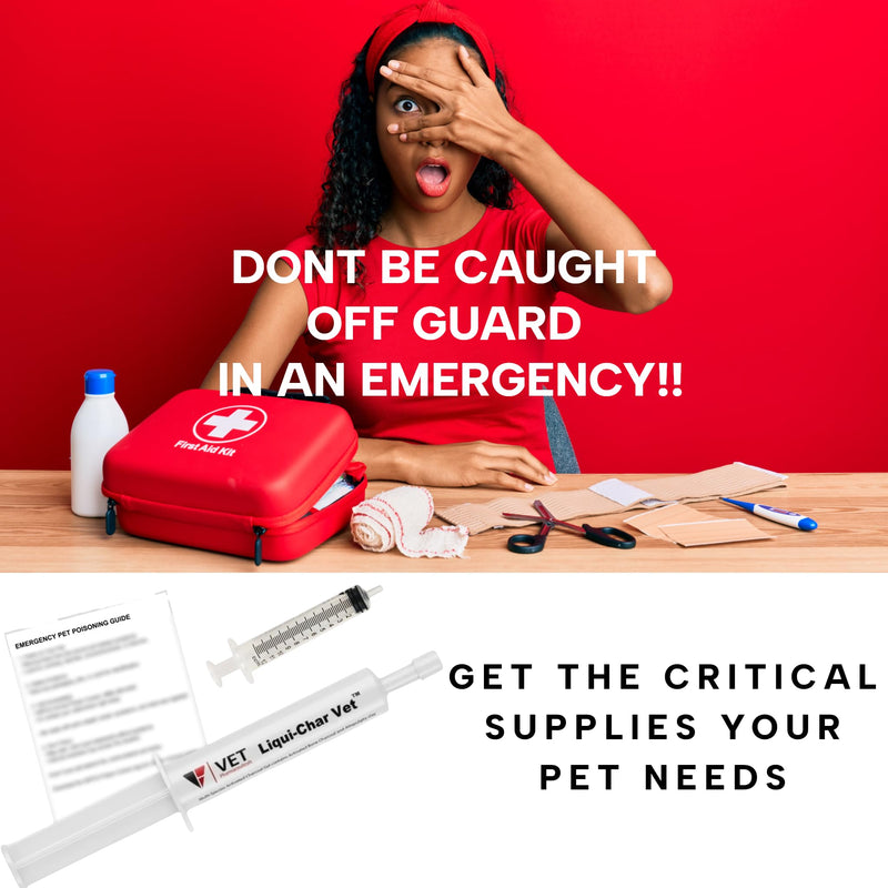 LBH MARKET Liqui-Char Vet Emergency Kit, Activated Charcoal Gel for Dogs, Cats, Goats 80mL Dial-a-Dose Syringe, Emergency First Aid Card, and 12 Ml Fluid Delivery Syringe, Pet Toxin Treatment