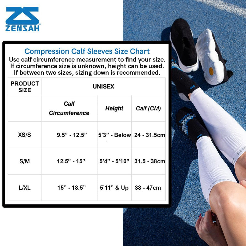 Zensah Calf/Shin Compression Sleeve - Made in the USA Single Leg Compression Sleeve for Shin Splint Relief, Recovery, Running Large-X-Large Heather Grey - BeesActive Australia