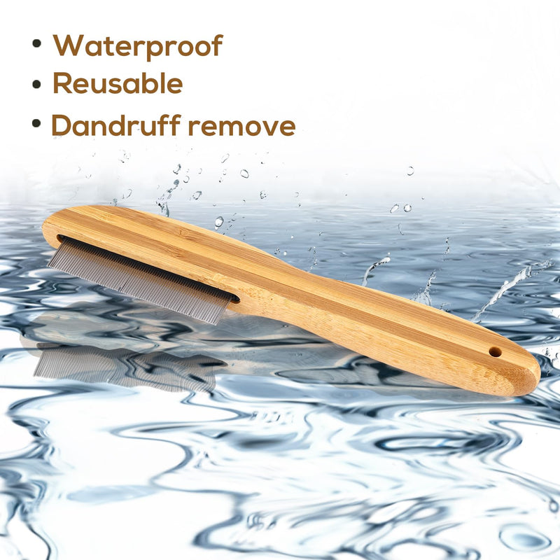 Wooden handle dandruff comb, extra fine tooth comb with metal pick, multifunctional flea comb, lice comb, care comb for children, adults, dogs, cats - BeesActive Australia