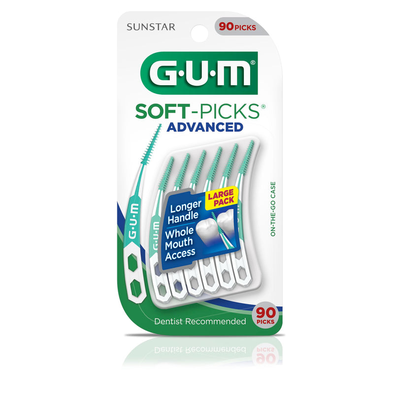 GUM Soft-Picks Advanced, Dental Picks for Teeth Cleaning and Gum Health, Disposable Interdental Brushes with Convenient Carry Case, Dentist Recommended Dental Picks, 90 Count (Pack of 3) 270 Total Original 90 Count (Pack of 3) - BeesActive Australia