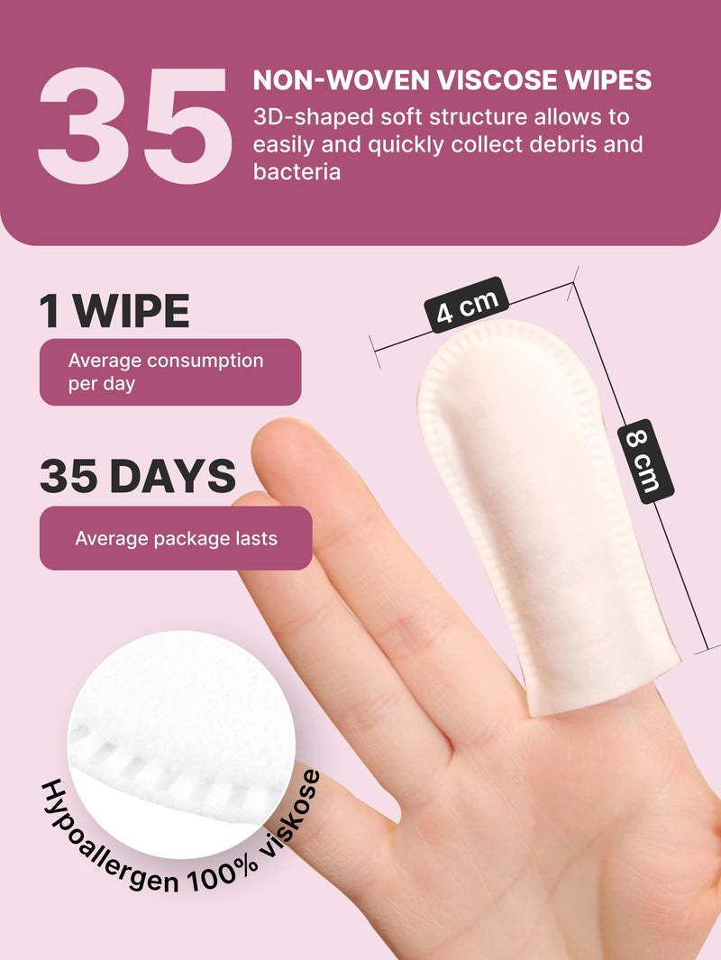 Cat & Dog Teeth Wipes | Cats & Dogs Cleaning Wipes with Finger Toothbrush | No Toothpaste Needed | Dog Breath Freshener & Teeth Cleaning Finger Pads | Tartar Remover | 35 pcs Dental care