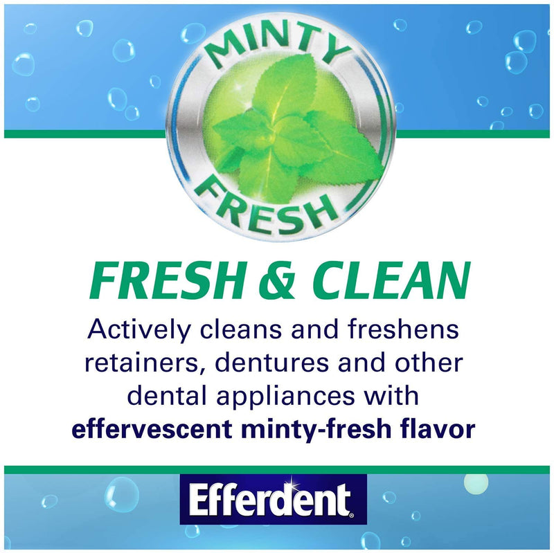 Efferdent Plus Mint Anti-Bacterial Denture Cleanser | 90 Tablets 90 Count (Pack of 1)
