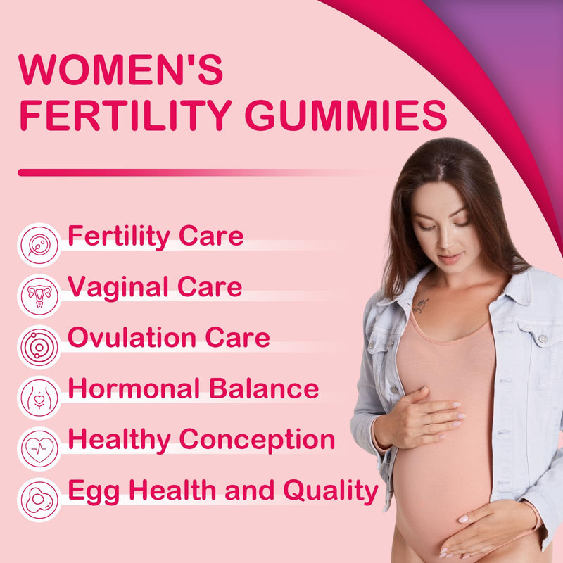 Fertility Supplements for Women, Prenatal Vitamins with Myo-Inositol & D-Chiro Inositol, Folate, Herbs, for Hormonal Balance, Fertility & Vaginal Care, 60 Prenatal Gummies (Raspberry) - BeesActive Australia