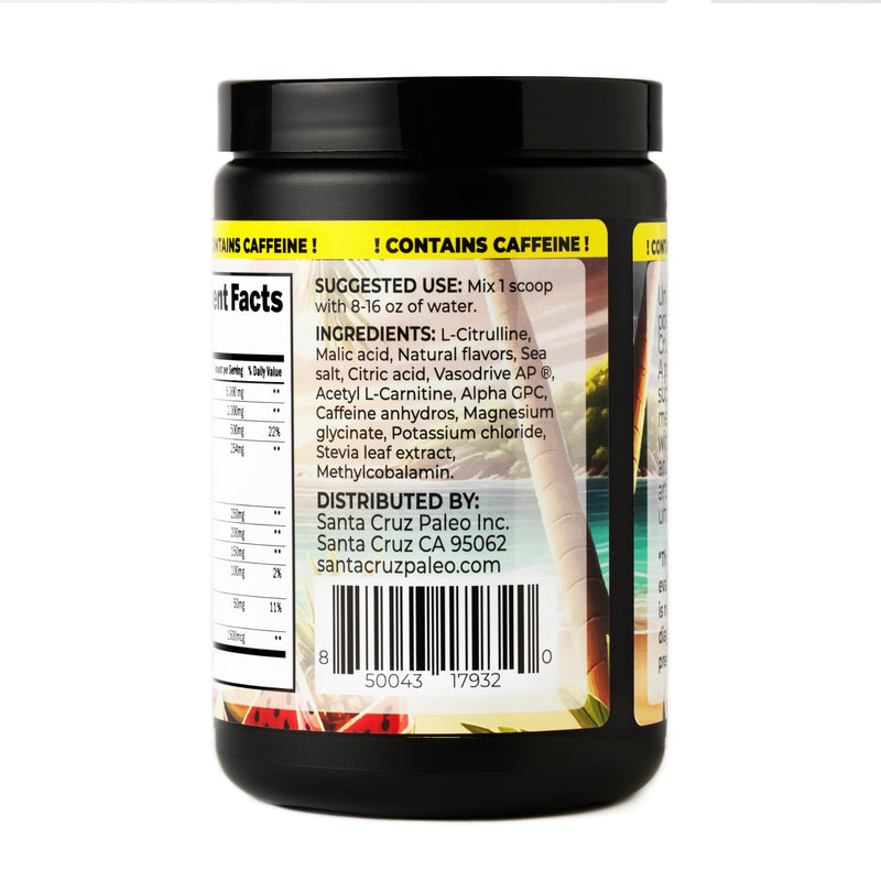 Santa Cruz Paleo Natural Pre Workout Powder, Island Punch, Keto Preworkout Electrolytes with Magnesium, Potassium, L-Citrulline, 150mg Caffeine, Sugar-Free Drink Mix for Energy & Hydration,30 Servings CAFFEINATED Island Punch - BeesActive Australia
