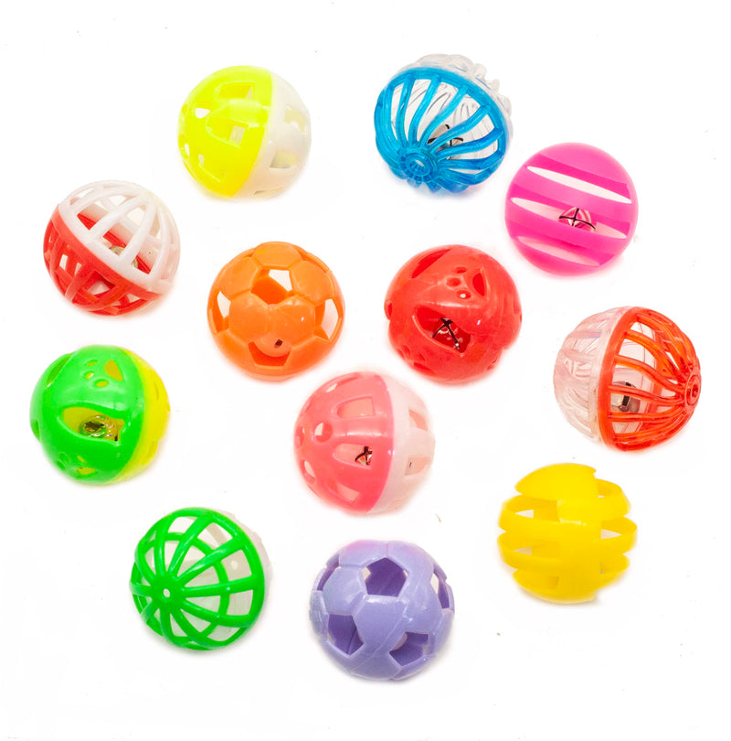 Fashion's Talk 12PCS Value Pack Plastic Ball Cat Toys Lattice Balls with Bell Jingle Kitten Toy,Gift Box 1.5" 6 Styles 1.5" 12pcs(6 styles with various colors） - BeesActive Australia