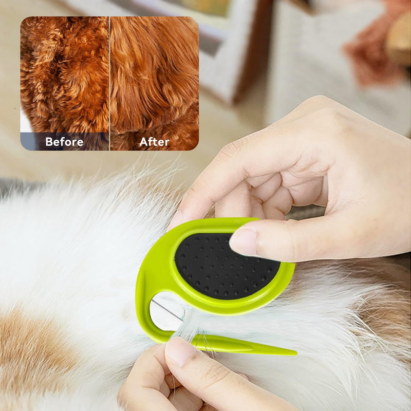 Pack of 2 Pet Knotting Comb, Grooming Knife for Long-Haired Pets, 3 in 1 Multifunctional Hair Removal Comb, Detangling Knife Cat, Splitter Fur Detangler Detangling Comb for Dogs. (orange+green) orange+green - BeesActive Australia