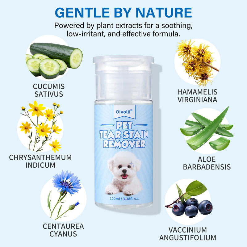 Tear Stain Remover for Dogs & Cats – Natural Gentle Liquid, Safe & Non-Irritating, Effectively Cleans Tear Stains, Eye Discharge & Debris No fragrance