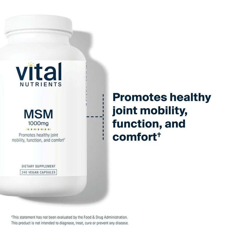 Vital Nutrients - MSM 1000 mg - Natural Form of Organic Sulfur - 240 Capsules