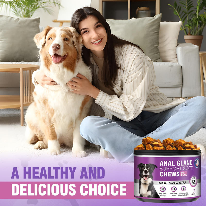 Dog Anal Gland Soft Chews 150 Stop Scoot for Dogs Supports Anal Gland Bowel Function Digestive Health Fiber Pumpkin Supplement for Dogs Pet Diarrhea Bowel Support Probiotics Digestive (Chicken Flavor) Chicken - BeesActive Australia